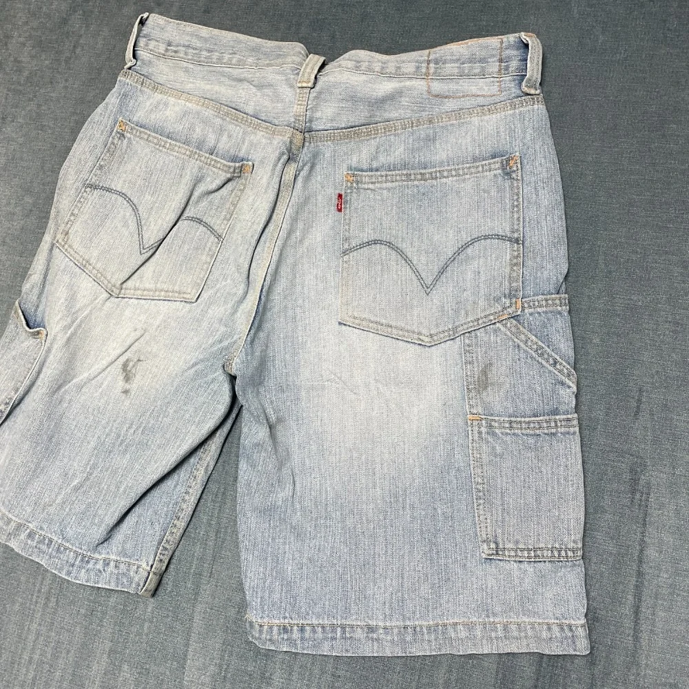Levi's Carpenter Shorts Mens 35 Blue Denim Straight Leg Workwear Mid Rise Summer